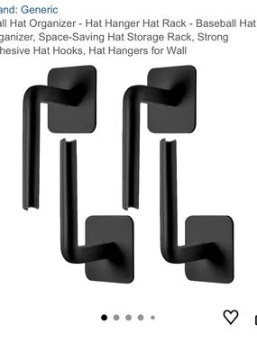 Universal Wall Hat Hangers - Set of 4 Black Hat Hooks